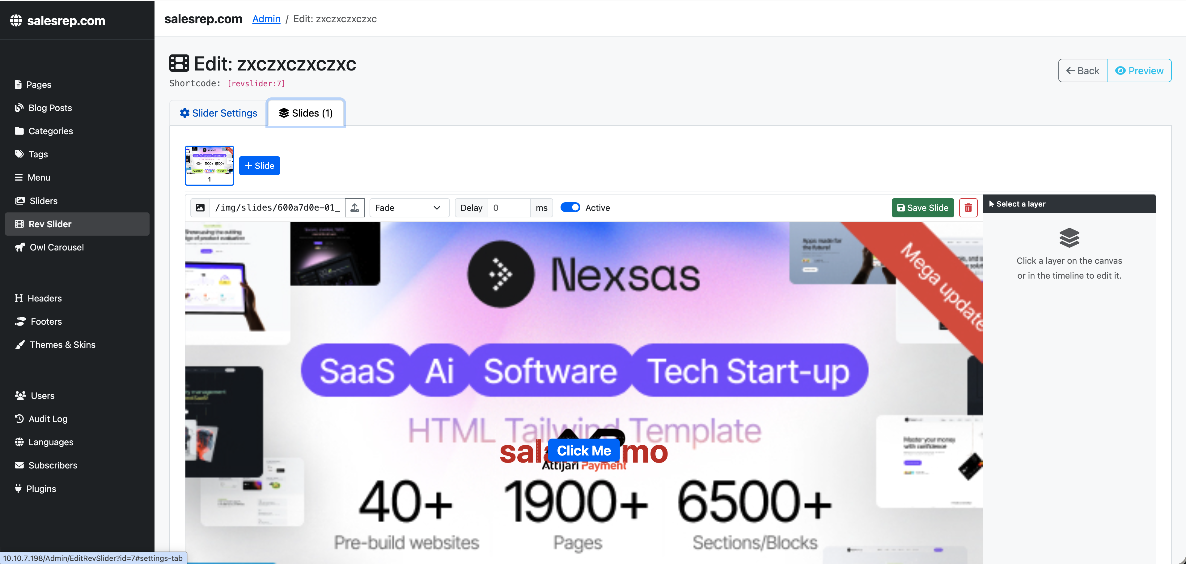 SalesRep CMS Revolution Slider